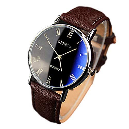 Tonsee Accessoire Damen Herren Analog Quarz Uhr Mode Sport Herrengehäuse aus rostfreiem Stahl Lederarmband Andockuhr Damenband Ansehen Billig (A-B, One Size) von Tonsee Accessoire