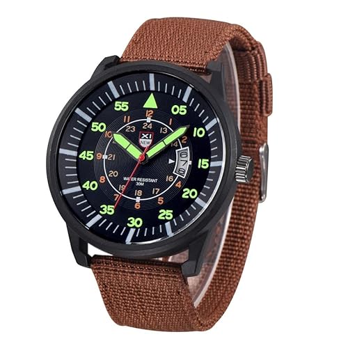 Tonsee Accessoire Damen Herren Uhren mit Canvas Armband Dial Uhr Datum Uhr Luxussport Military Schwarzes Herren Quarz Handgelenk Uhr für Herren Digital Armbanduhr GroBes Ziffernblatt (C-B, One Size) von Tonsee Accessoire