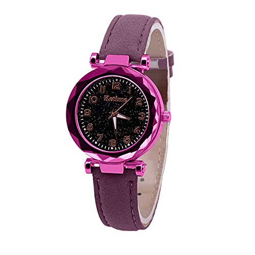 Tonsee Accessoire Damen Mode Armbanduhr Digitaluhr Uhr Gürtel Leuchtende Sternenhimmel Damenuhr Quarz Damenuhr Armbanduhr Damen Neutral (Purple, One Size) von Tonsee Accessoire