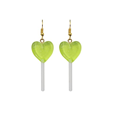 Tonsee Accessoire Damen-Ohrhänger Edelstahl Trendy Statement Creative Cute Heart Lollipop Ohrring Candy Dangle Ohrringe mit Goldhaken Ohrringe Geschenkbox (Green, One Size) von Tonsee Accessoire