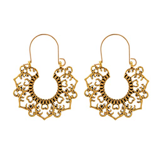 Tonsee Accessoire Damen-Ohrringe Ohrstecker Historische Fünf-Blatt-Ohrringe Freiluftblüte Runde Damen-Metallkorb Bohemian Kleine Dünne ene Creolen (Gold-c, One Size) von Tonsee Accessoire