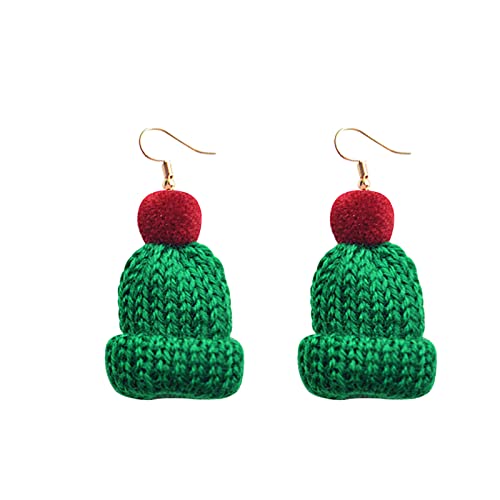 Tonsee Accessoire Damen Ohrringe Ohrstecker Weihnachtssimulation Kreative Ohrringe Ohrringe Niedliche Wolle Wollknäuel Strickmütze Ohrringe Ohrhaken Für Immer 21 Ohrringe (Green, One Size) von Tonsee Accessoire