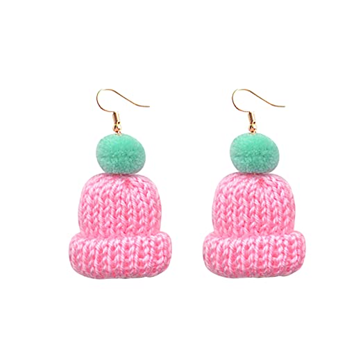 Tonsee Accessoire Damen Ohrringe Ohrstecker Weihnachtssimulation Kreative Ohrringe Ohrringe Niedliche Wolle Wollknäuel Strickmütze Ohrringe Ohrhaken Für Immer 21 Ohrringe (Pink, One Size) von Tonsee Accessoire