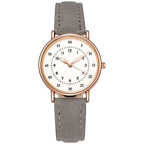 Tonsee Accessoire Damen Retro Armbanduhr Ms. Watches Lässige Leder-Analog-Quarzuhr Ms. Armbanduhr Uhr Business Date Casual Watch Ansehen Für Kinder Der Ohne Handy (Grey-d, One Size) von Tonsee Accessoire