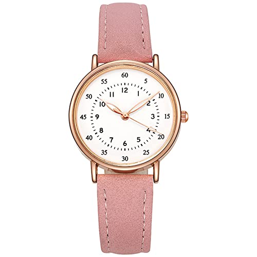 Tonsee Accessoire Damen Retro Armbanduhr Ms. Watches Lässige Leder-Analog-Quarzuhr Ms. Armbanduhr Uhr Business Date Casual Watch Ansehen Für Kinder Der Ohne Handy (Pink-d, One Size) von Tonsee Accessoire