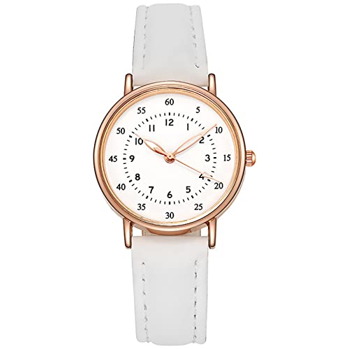 Tonsee Accessoire Damen Retro Armbanduhr Ms. Watches Lässige Leder-Analog-Quarzuhr Ms. Armbanduhr Uhr Business Date Casual Watch Ansehen Für Kinder Der Ohne Handy (White-d, One Size) von Tonsee Accessoire