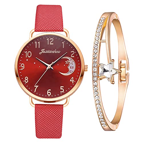 Tonsee Accessoire Damen Retro Armbanduhr Quarz Damenmode Damenuhr mit Armband Armband Geschenk + Uhren Uhr Damenuhr Armbanduhr Perlmutt (Red-a, One Size) von Tonsee Accessoire