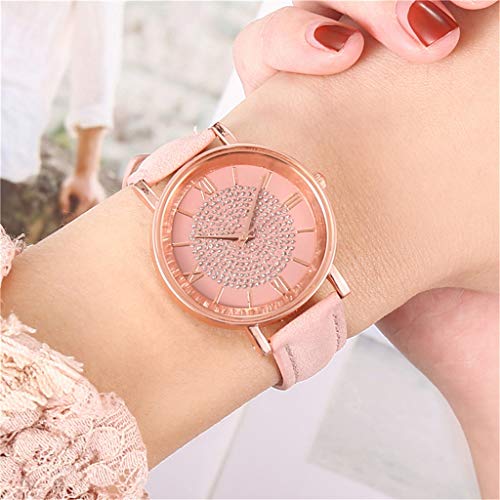 Tonsee Accessoire Damen Retro Armbanduhr Stahl luxuriöse lässige Dial Quarzarmbanduhren Uhr Edelstahl Uhr Damenuhr Uhrenarmband Für Damen Vintage (Pink-d, One Size) von Tonsee Accessoire