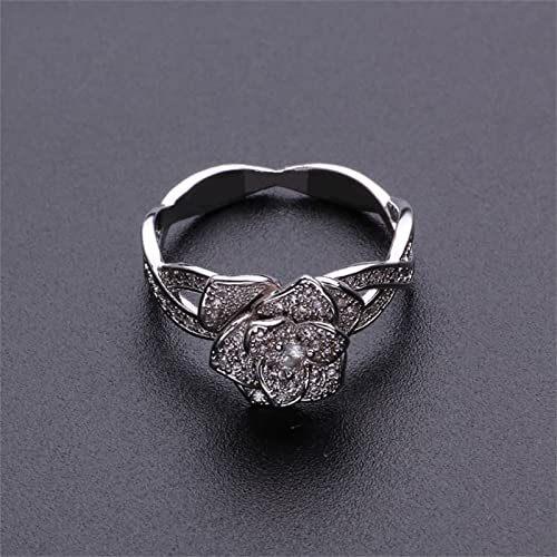 Tonsee Accessoire Damen Ring Silber Zubehör Band Diamantringe Ehering Geschenk Runde Jahrestagsringe Ringe Für 1 (D, 9) von Tonsee Accessoire