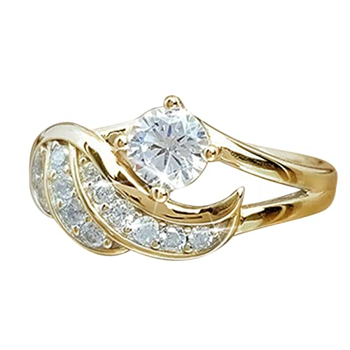 Tonsee Accessoire Damen Ring Vintage Und Schmuck Ringe Europäische Zirkon Art und Weise amerikanische Engels-Diamant-Ring-Ringe Ringer Hose (Gold, 10) von Tonsee Accessoire