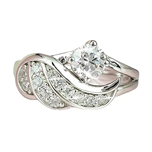 Tonsee Accessoire Damen Ring Vintage Und Schmuck Ringe Europäische Zirkon Art und Weise amerikanische Engels-Diamant-Ring-Ringe Ringer Hose (Silver, 10) von Tonsee Accessoire