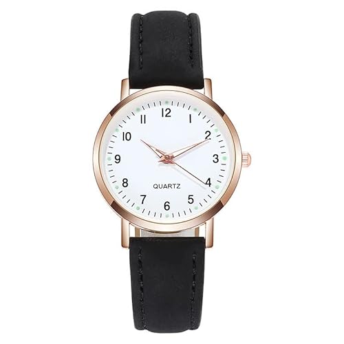 Tonsee Accessoire Damen Uhren Art- und Weisesportfrau-Edelstahl-Fall-Gürtel-Band-Quarz-Analog-Armbanduhr wasserdichte Damenuhr Ziffernblatt Mit Zahlen (C-Black, One Size) von Tonsee Accessoire