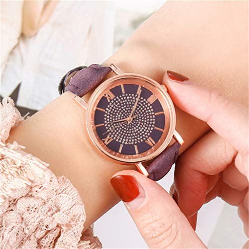 Tonsee Accessoire Damen-Uhren Luxusuhren in Edelstahl Freizeituhr Dial Steel Quarz Uhr Damenuhr Damen Sportuhr Zierlich (d-Purple, One Size) von Tonsee Accessoire