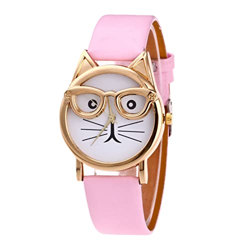 Tonsee Accessoire Digitaluhr Damen Wasserdicht Fitness Katzen-Brillen-Zifferblatt, kreatives Design, modisch, süß, Geschenk für Frauen Damen-Uhren (Pink, One Size) von Tonsee Accessoire