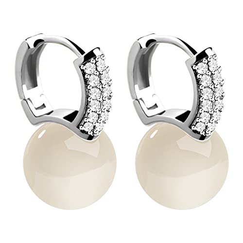 Tonsee Accessoire Elegant Stern Damen Ohrhänger Jade-Perlen-Ohrringe für Frauen-Mädchen-überzogene Tropfen-Ohrringe Damenschmuck Ohrringe (a-A, One Size) von Tonsee Accessoire