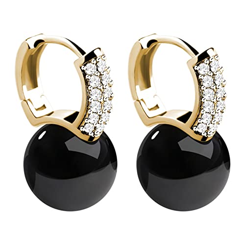 Tonsee Accessoire Elegant Stern Damen Ohrhänger Jade-Perlen-Ohrringe für Frauen-Mädchen-überzogene Tropfen-Ohrringe Damenschmuck Ohrringe (a-D, One Size) von Tonsee Accessoire