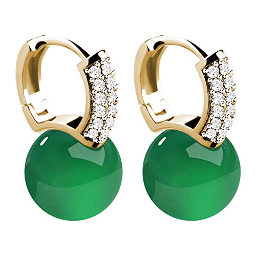 Tonsee Accessoire Elegant Stern Damen Ohrhänger Jade-Perlen-Ohrringe für Frauen-Mädchen-überzogene Tropfen-Ohrringe Damenschmuck Ohrringe (a-F, One Size) von Tonsee Accessoire