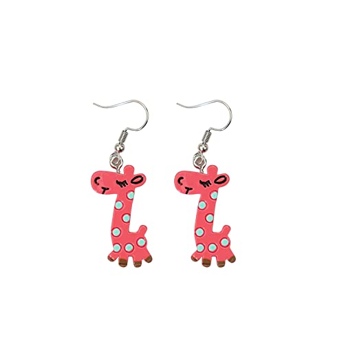 Tonsee Accessoire Frauen Ohrringe Ohrhänger Cartoon niedliche Giraffe baumeln Ohrringe Geburtstagsgeschenke für Frauen Mädchen Ohrringe Taucher (Hot Pink, One Size) von Tonsee Accessoire