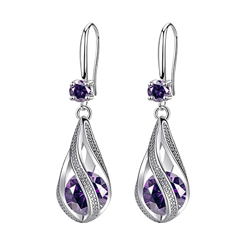 Tonsee Accessoire Frauen Ohrringe Ohrhänger Mode Ohrringe Edelstahl Runde Ohrringe Frauen Kreative Ohrringe Baumelnde Kristall Ohrringe Für Frauen Ohrringe Wal (Purple, One Size) von Tonsee Accessoire