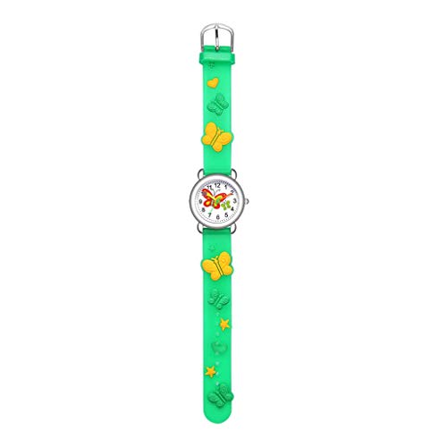 Tonsee Accessoire Für Damen Uhren Schmuck Uhren Kinder Jungen Cartoon Uhr Muster niedliche analoge Kinder Geschenk Quarz Armbanduhr Kinderuhr Armbanduhr Damen Blau (Green, One Size) von Tonsee Accessoire