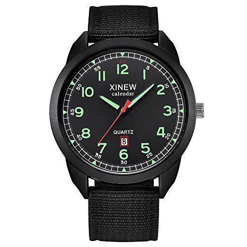 Tonsee Accessoire Herren Analog Quarz Uhr mit Nylon Armband Armbanduhr Quarzuhr Nylon Analoguhren Herren Datum Quarz wasserdichte Herrenuhr Damen Armbanduhr Eckig Silber (A-4, One Size) von Tonsee Accessoire