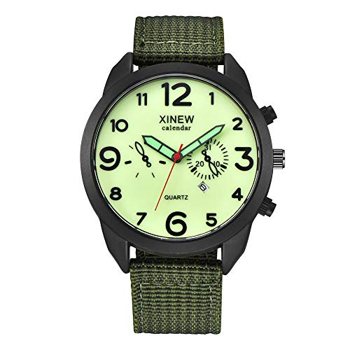 Tonsee Accessoire Herren Armband Uhren Herren-Armbanduhren Quarz Quarz Analog wasserdichte Nylonuhr Datum Herrenuhr Armbanduhr Breit Herren Neutral (Green #2, One Size) von Tonsee Accessoire