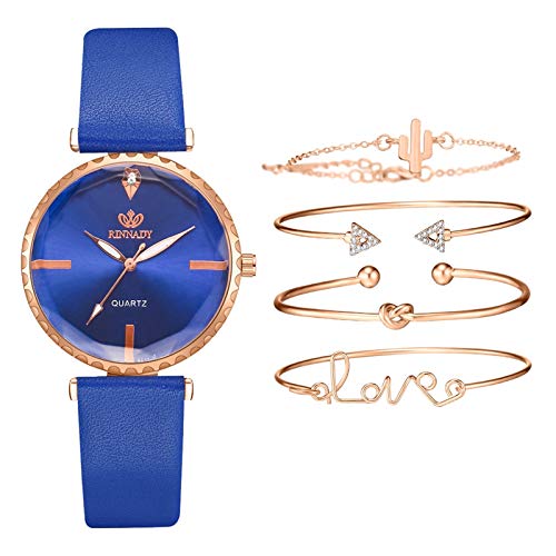 Tonsee Accessoire Herren Armbanduhr Set Quarz Damen Trend Armband Quarz Luxury Fashion Party Watch Uhrenset Herren Digital Elastisch (Blue, One Size) von Tonsee Accessoire