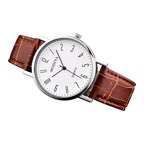 Tonsee Accessoire Herren Uhr Classic Gift Scale Dial Men's Roman Belt Trend Creative Calendar Watch Strap Fitness Armbanduhr Silber (Brown-b, One Size) von Tonsee Accessoire