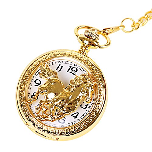 Tonsee Accessoire Herren Uhr Die größte Uhr für die Retro-Tasche die Geschenke eine Herrenuhr mit Einer Vintage-Papa-Halskettenkette Armbanduhr Mädchen Funkuhr (Gold, One Size) von Tonsee Accessoire