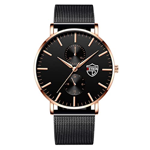 Tonsee Accessoire Herren Uhr Herrenuhren Casual Edelstahl Analog Quarzuhr Herren Armbanduhr Uhr Business Date Casual Watch Armbanduhr Mädchen Zierlich (C-B, One Size) von Tonsee Accessoire