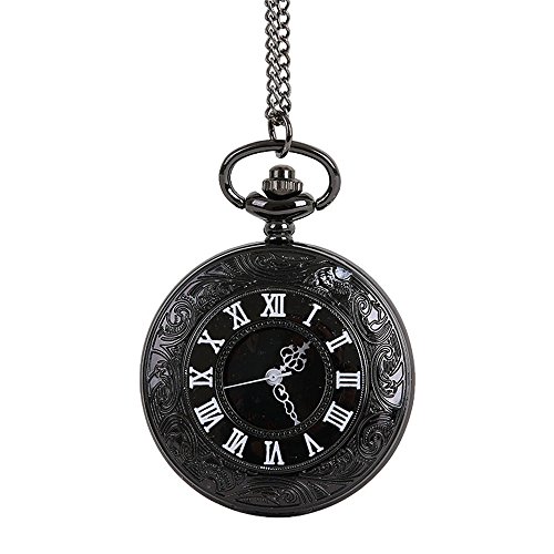 Tonsee Accessoire Herren Uhr Männer Edelstahl Die Retro-Greatest Kette für Opa Papa Halskette Geschenke Vintage-Taschenuhr Herrenuhr Digitaluhr Damen Wasserdicht Elastisch (Black, One Size) von Tonsee Accessoire