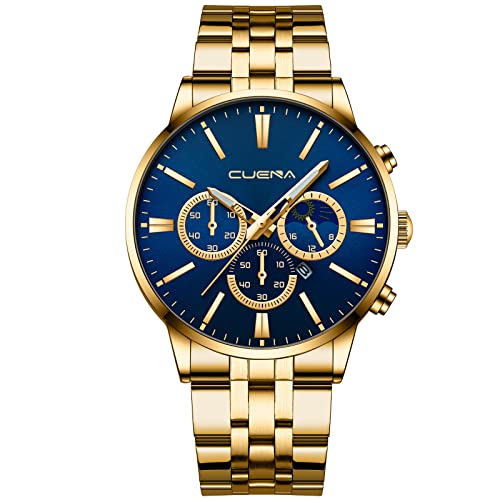 Tonsee Accessoire Herren Uhr Männer Edelstahl Herren Business Luxury Fashion Herren Quarzuhr Edelstahlband wasserdicht Kinder Beobachten Der Blau (E, One Size) von Tonsee Accessoire