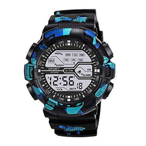 Tonsee Accessoire Herren Uhr Männer Edelstahl Herrenuhr Datum Gummi wasserdichte LCD Boy Sport Mode Digital Stoppuhr Handgelenk Herrenuhr Herren Edelstahl (Green, One Size) von Tonsee Accessoire