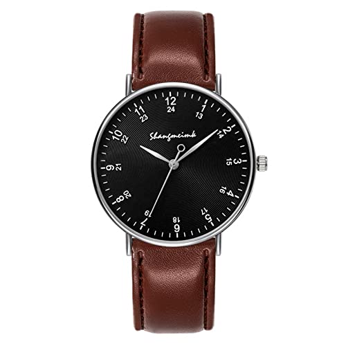 Tonsee Accessoire Herren Uhr Männer Edelstahl Herrenuhren Casual Edelstahl Analog Quarzuhr Herren Armbanduhr Uhr Business Date Casual Watch Herren Armbanduhr Leder (c-D, One Size) von Tonsee Accessoire