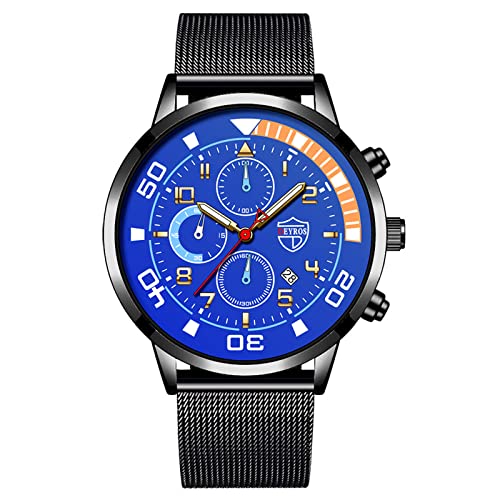 Tonsee Accessoire Herren Uhr Männer Edelstahl Männer Business Luxus Mode Herren Quarzuhr Mesh Gürtelband Wasserdicht Kinder Armbanduhr Jungen Wickelarmband (B #3, One Size) von Tonsee Accessoire