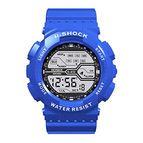 Tonsee Accessoire Herren Uhr Männer Edelstahl Sportmoden Herren Handgelenk LCD-Stoppuhr wasserdichte Datumsuhr Kautschuk Digital Boys Kinder Armbanduhr Jungen Klein (Blue, One Size) von Tonsee Accessoire