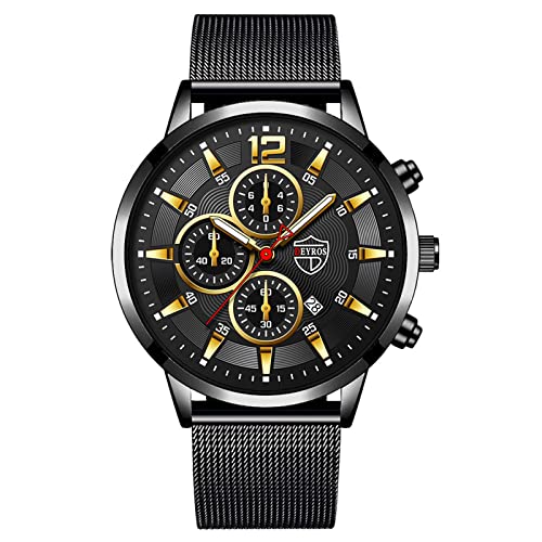Tonsee Accessoire Herren-Uhre Herrenuhren Casual Edelstahl Analog Quarzuhr Herren Armbanduhr Uhr Business Date Casual Watch Günstige Fitness Armbanduhr (C-2, One Size) von Tonsee Accessoire