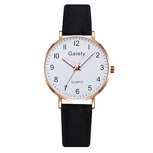 Tonsee Accessoire Herren-Uhren Analog Quarz Damen Kleideruhr Lederarmbanduhr Edelstahlgehäuse Uhren Minimalistische Damenuhr Elegante Damen Business Armbanduhr ene Damenuhr Holzwerk (1-BK, One Size) von Tonsee Accessoire