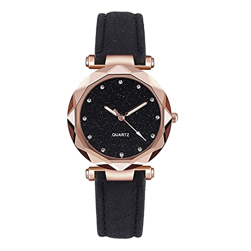 Tonsee Accessoire Herren-Uhren Analog Quarz Women 's Point Gürtel Dotted Stars Little mit Roman Watch Frost Waage Damenuhr Mens Watch WeiB Leder (Black-C, One Size) von Tonsee Accessoire