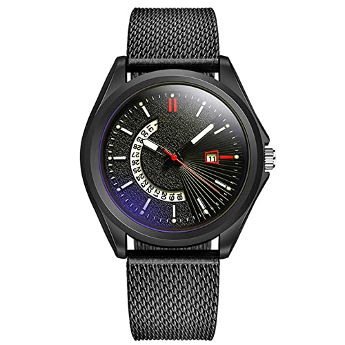 Tonsee Accessoire Herrenuhr Casual Multifunktion Herren Uhren lässige Meshgürtel Angleichung Quarzuhr für Männer Business Datum Freizeituhr Intelligente Kinderuhr Lern (Red, One Size) von Tonsee Accessoire