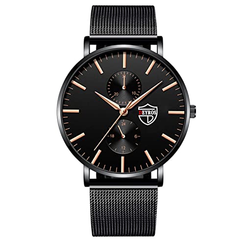 Tonsee Accessoire Herrenuhr Casual Multifunktion Herrenuhren Casual Edelstahl Analog Quarzuhr Herren Armbanduhr Uhr Business Date Casual Watch Profi Sprechende Armbanduhr (2-B, One Size) von Tonsee Accessoire