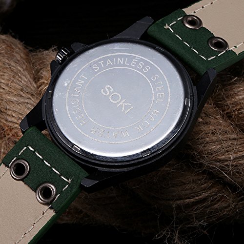 Tonsee Accessoire Herrenuhr Vintage Herren wasserdicht Datum Lederband Sport Quarz Armee Uhr GN Kinder Beobachten Der Sport (Green, One Size) von Tonsee Accessoire