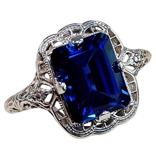 Tonsee Accessoire Herz Ringe Frauen Blaue Verlobungs-Silber-Geburtsstein-natürliche Hochzeits-Luxusgerichts-Edelstein-Ring-Ringe Rings Set (Multi, 10) von Tonsee Accessoire