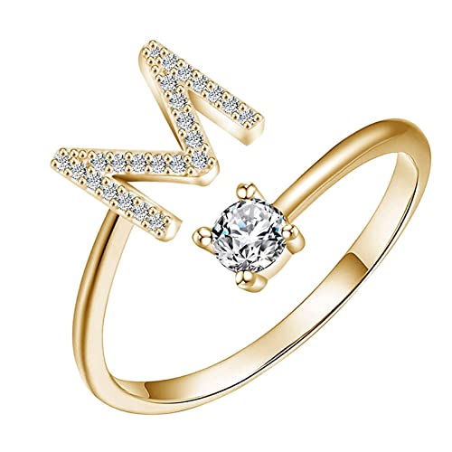 Tonsee Accessoire Herz Ringe Frauen Buchstabenringe Offene Ringe Vorschlagsgeschenke Brautringe für Verlobungsfeiern Ringe Für Ösen (M, One Size) von Tonsee Accessoire