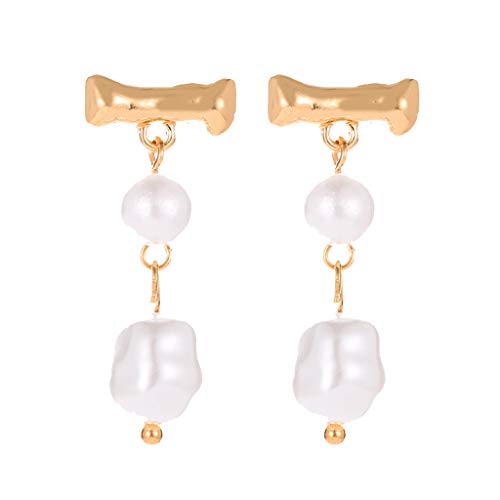 Tonsee Accessoire Jewelry Ohrhänger für Damen aus Edelstahl Ohrringe unregelmäßig geformte, mehrschichtige Gestaltungs-Perlen für Frauen Creative Ohrhänger (B-Gold, One Size) von Tonsee Accessoire