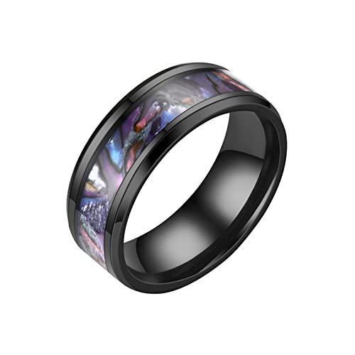 Tonsee Accessoire Keramik Ringe Edelstahl-Angst-Ring für Frauen Männer Größe 6 13 Breite 8 mm 6 Farbe Exquisiter Ring schwarz sandgestrahlt Herren Ringe Set (Multicolor, 8) von Tonsee Accessoire