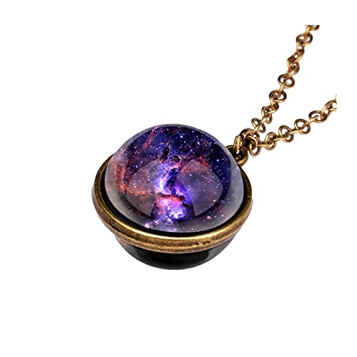 Tonsee Accessoire Kette Damen Doppelseitiger Anhänger im System Dark Galaxy The Planet Halskette Glashalsketten & Anhänger Halloween Halskette (A, One Size) von Tonsee Accessoire