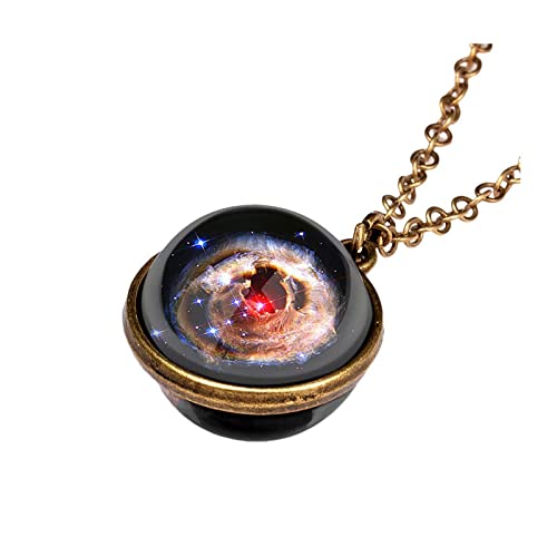 Tonsee Accessoire Kette Damen Doppelseitiger Anhänger im System Dark Galaxy The Planet Halskette Glashalsketten & Anhänger Halloween Halskette (J, One Size) von Tonsee Accessoire