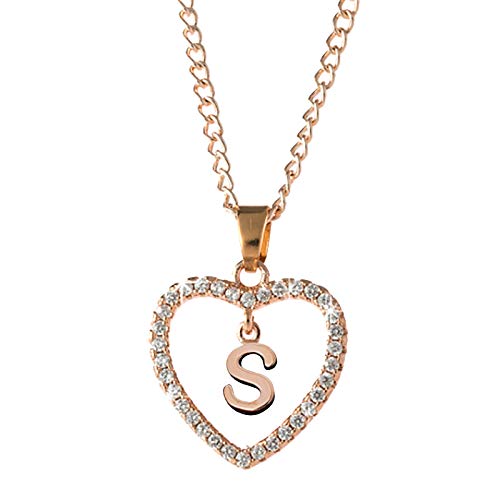 Tonsee Accessoire Kette Damen Herz Halskette Love 26 Pendant Necklace Letter Letter Necklace Heart Necklace Jewelry Zircon Necklaces Pendants Silber Dicke Halsketten Herren (S, One Size) von Tonsee Accessoire