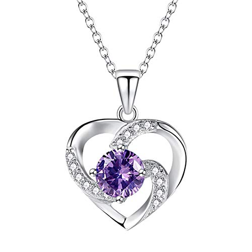 Tonsee Accessoire Kette Damen Herz Halskette Love Fresh Modeschmuck Schlüsselbein-Halskette aus Silber für Damen Halsketten Anhänger Halsketten Günstig (Purple, One Size) von Tonsee Accessoire